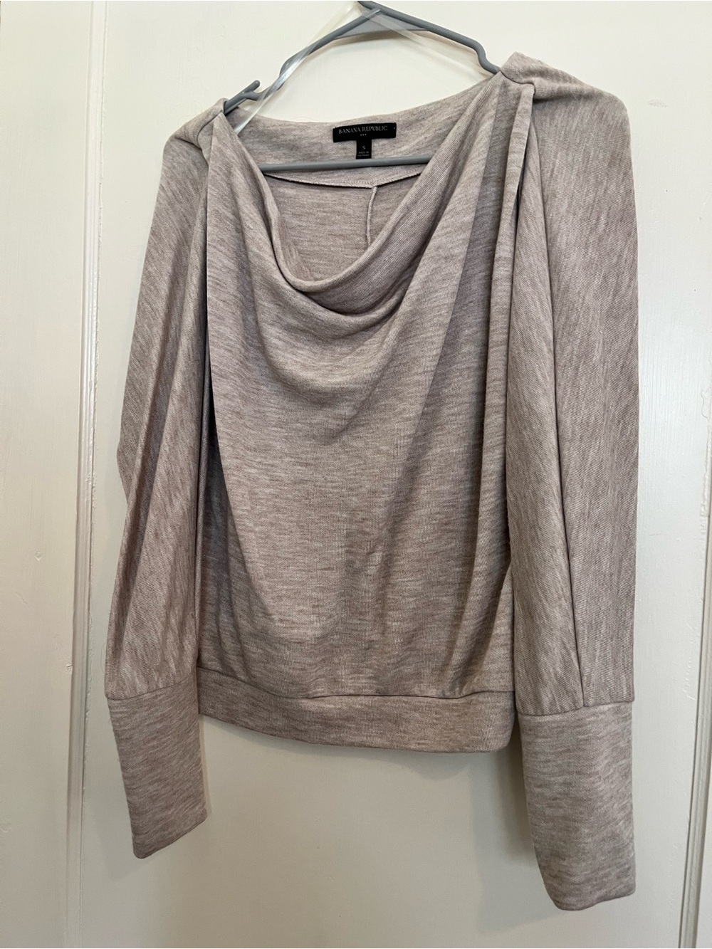 Banana Republic Light Taupe Draped Cowl Neck Sweater